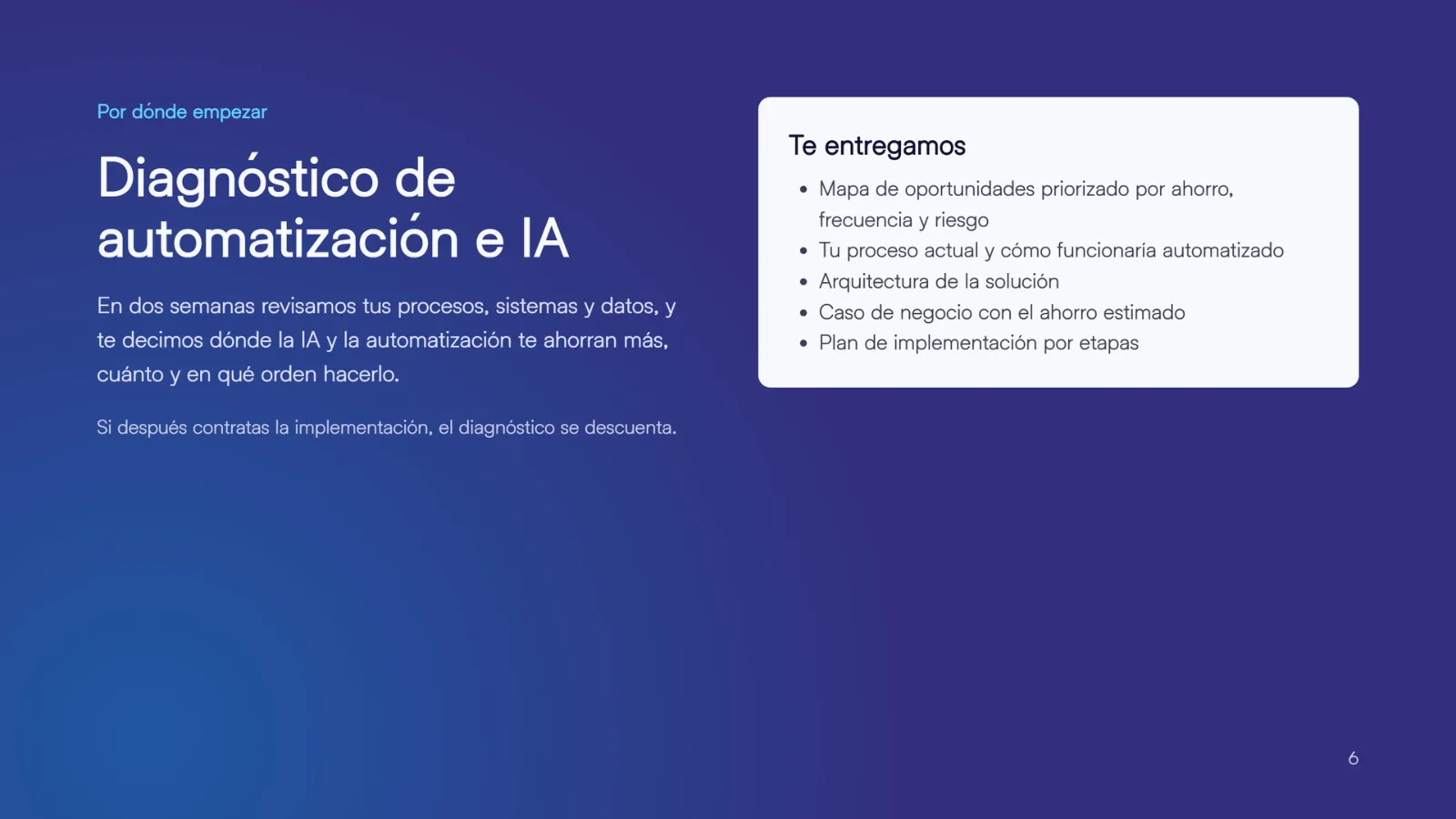 Diagnóstico de automatización e IA